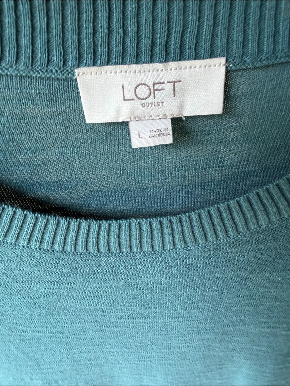 LOFT Teal Crew Neck Short-Sleeve Sweater - Picture 2 of 7